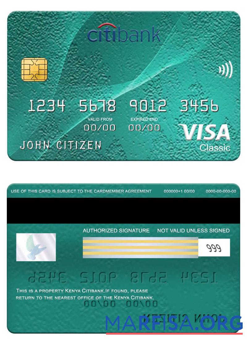 Downloadable Kenya Citibank visa classic card download for verification